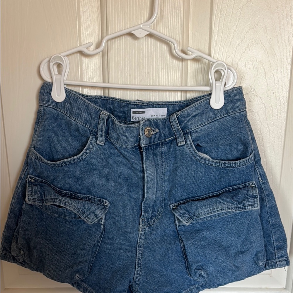 Bershka Women's Blue Denim Shorts